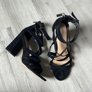 Bleecker and bond mindy black leather strappy heel Size 7.5